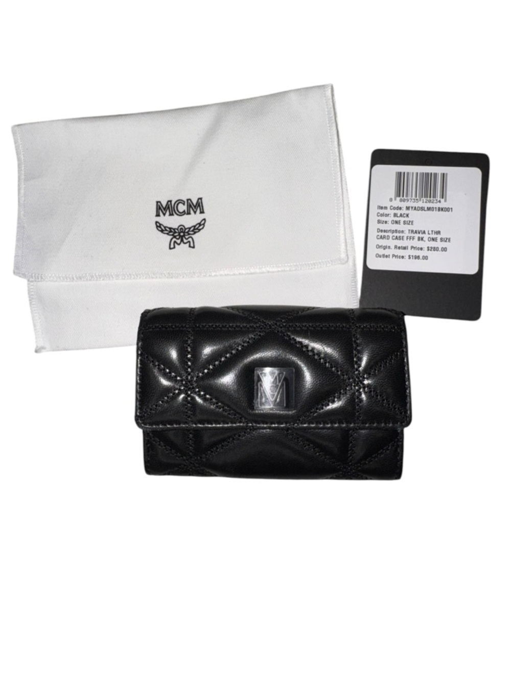 MCM Black Quilted Leather Travis Card Holder NWT